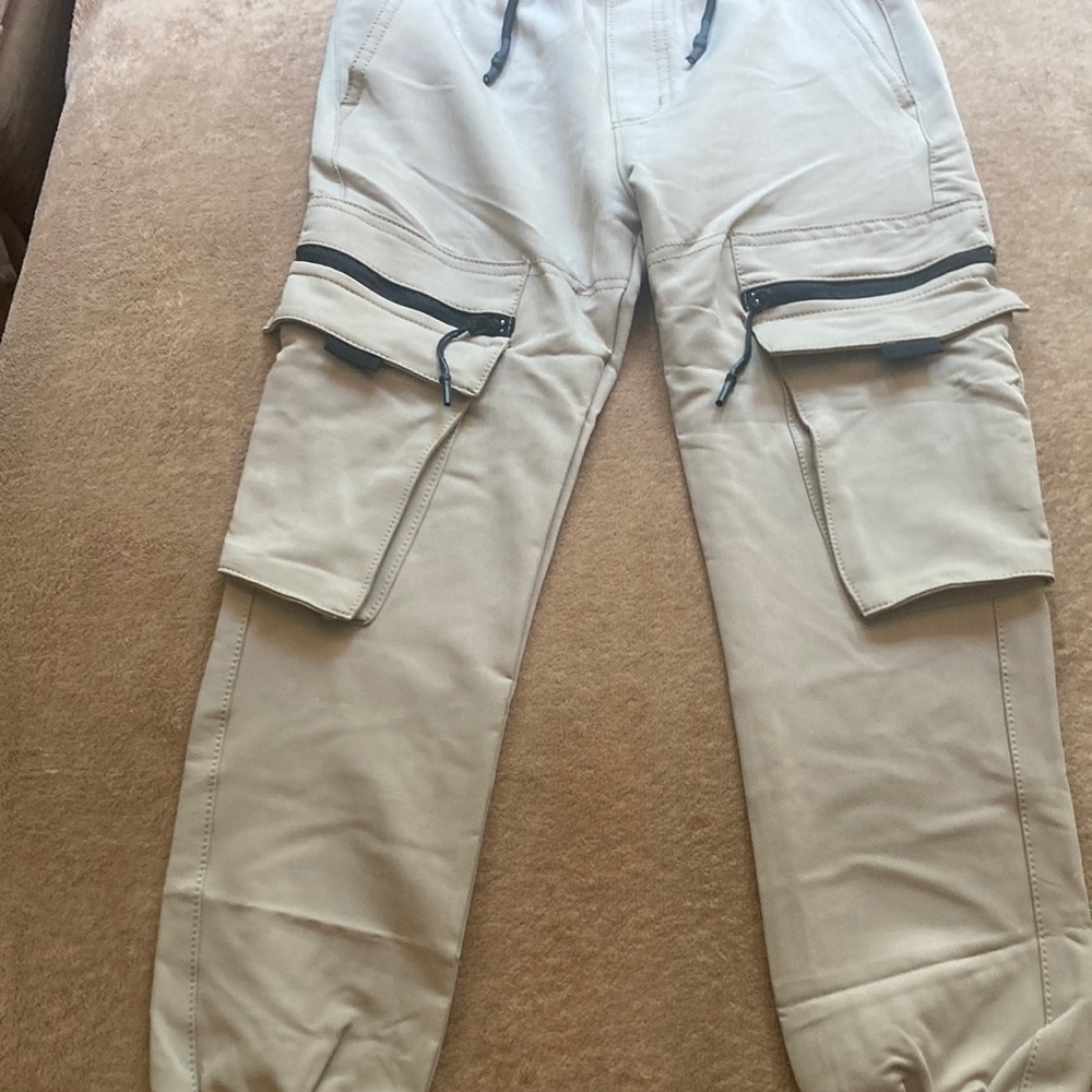 Tan Casual Cargo Pants with Straight Leg